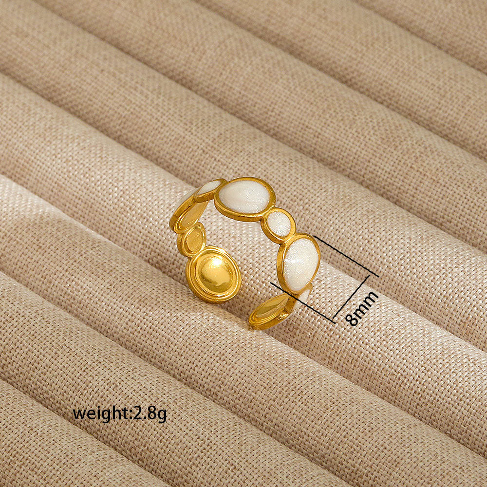 Anillo abierto irregular de acero inoxidable para mujer con baño de oro de 18K, diseños geométricos de corazón, estrella, letras y constelaciones