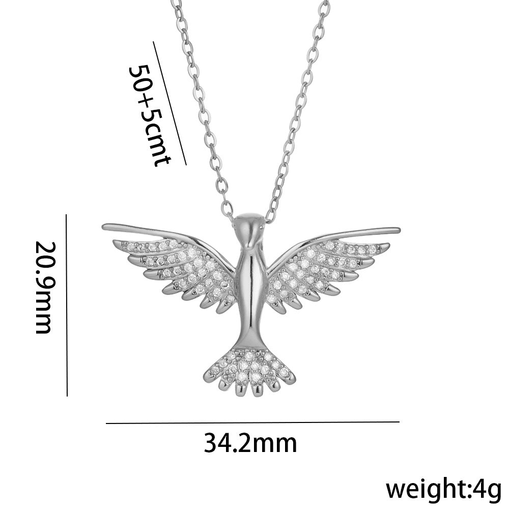 Collana con ciondolo fenice geometrico di lusso da donna in acciaio al titanio con catena a serpente e intarsio in oro