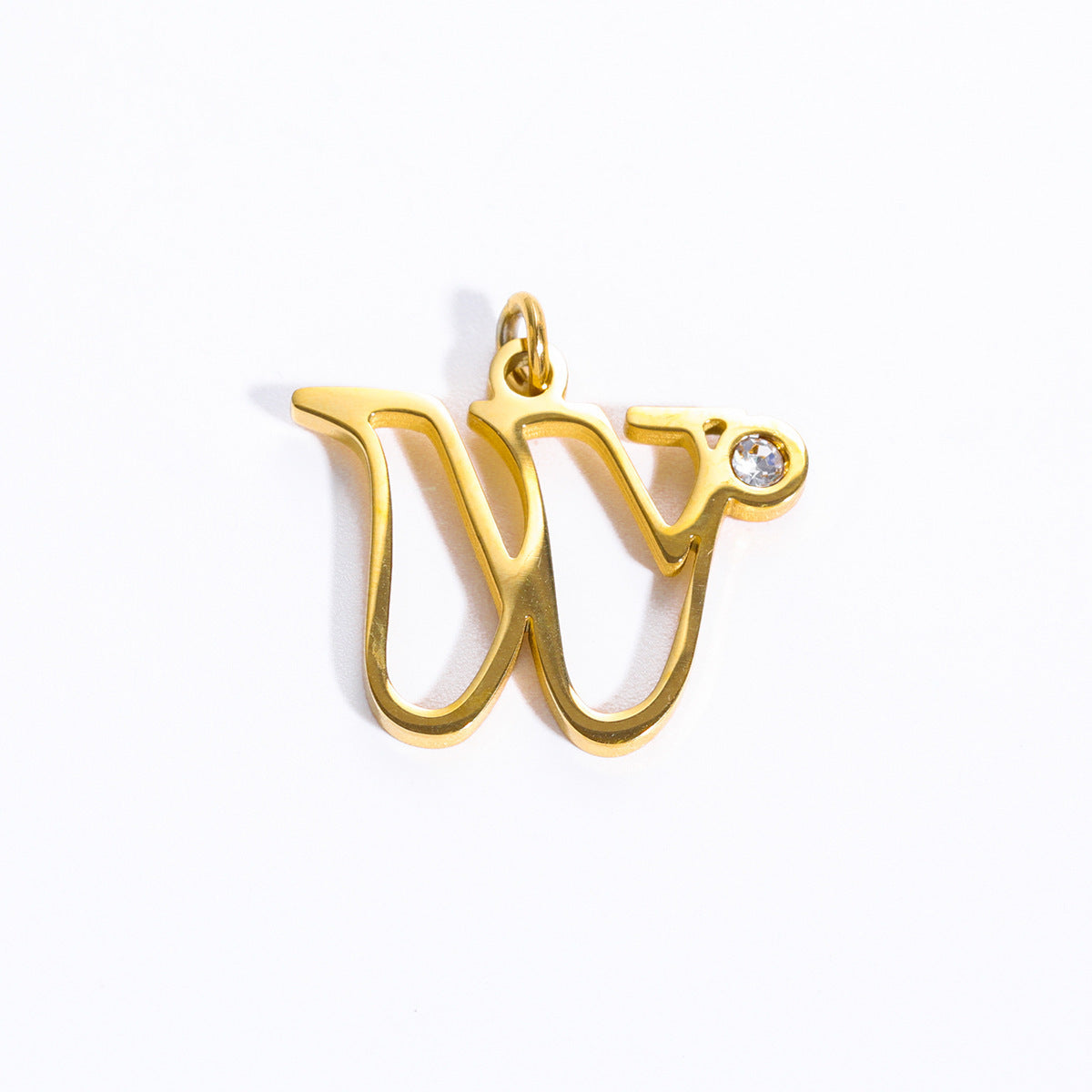 Sweet Stainless Steel Letter Pendant Necklace with Pearl and Cubic Zirconia