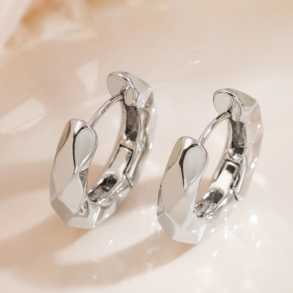 Geometric Vintage-Style Copper Hoop Earrings with Micro-Pave Detailing for Women