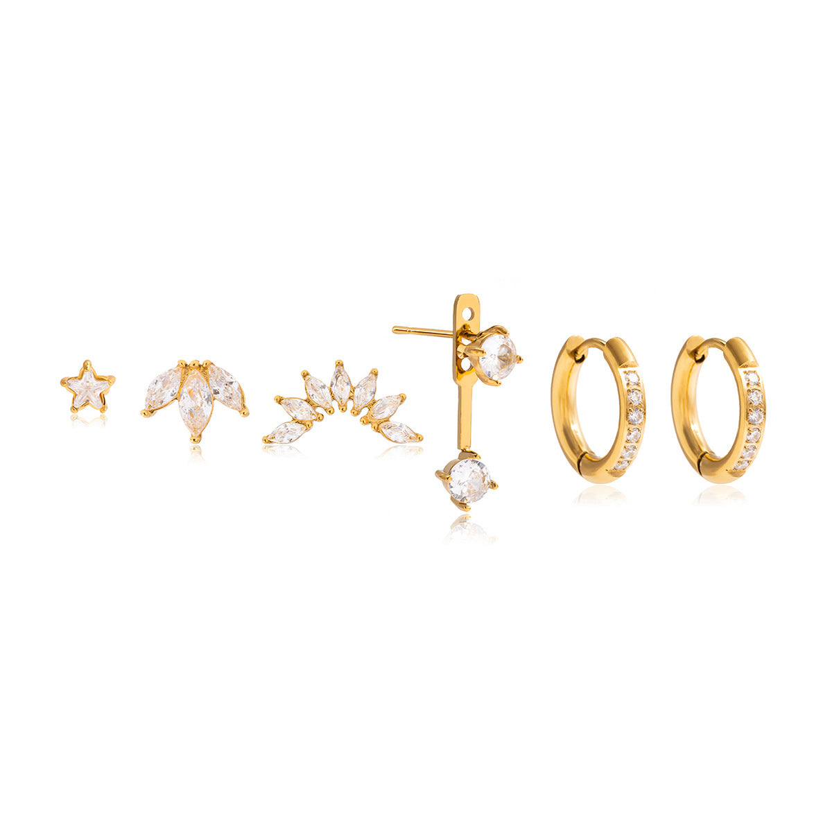 Pendientes de acero inoxidable con forma de estrella geométrica y acabado chapado para mujer, joyería de lujo