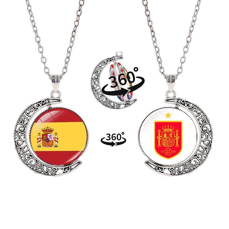 Collana a pendente a mezzaluna geometrica sportiva in lega con finitura galvanizzata per abbigliamento casual unisex