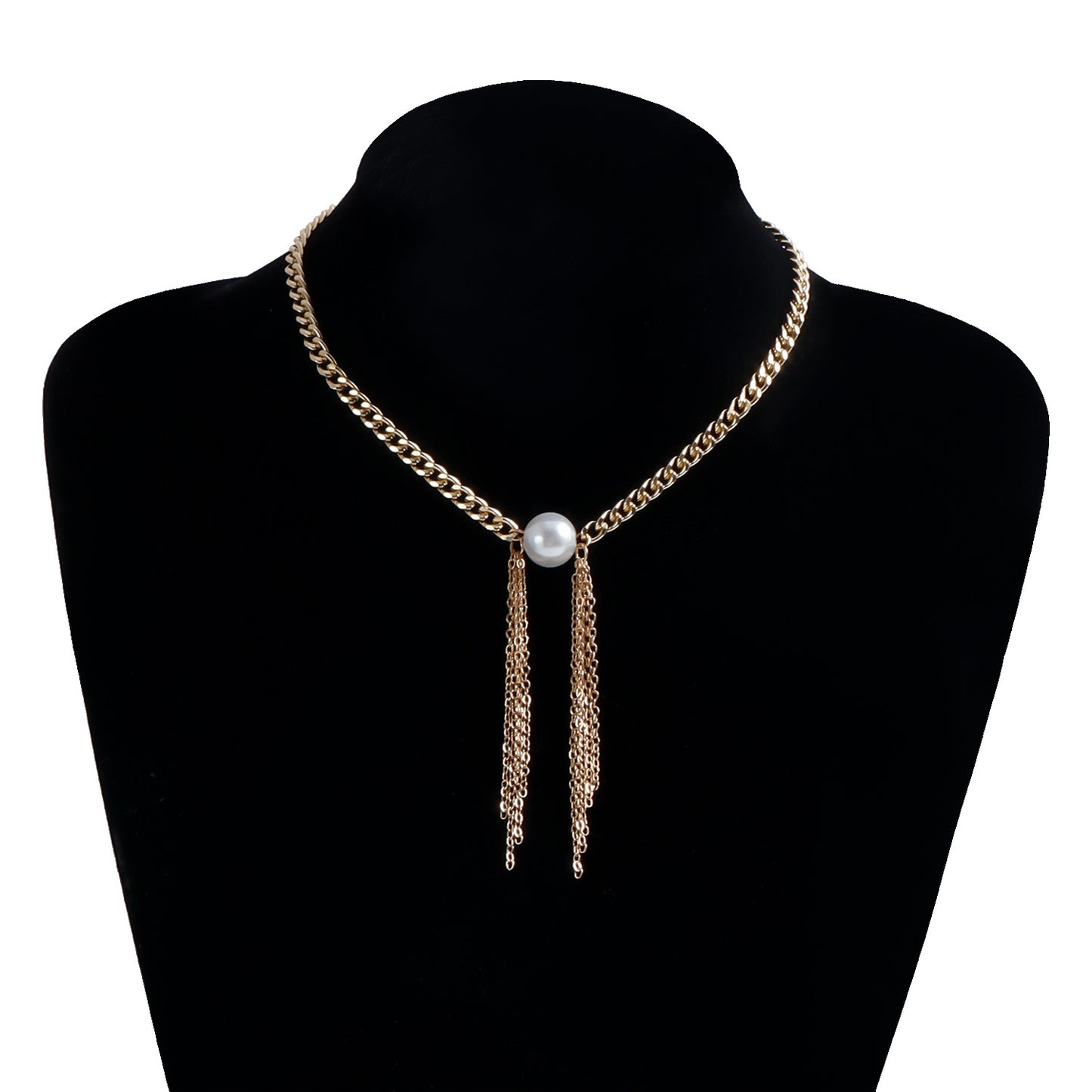 Asymmetrical Long Tassel Pendant Clavicle Necklace in Alloy with Plating Finish, Geometric and U-Shaped Design, Minimalist and Fashion-Forward Style