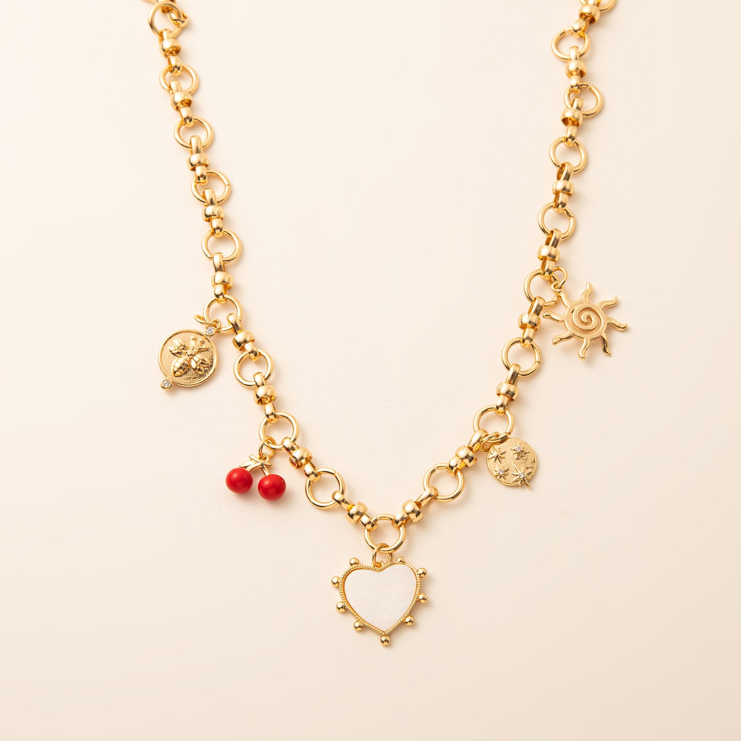 Vintage Gold Plated Stainless Steel Heart Charm Bar