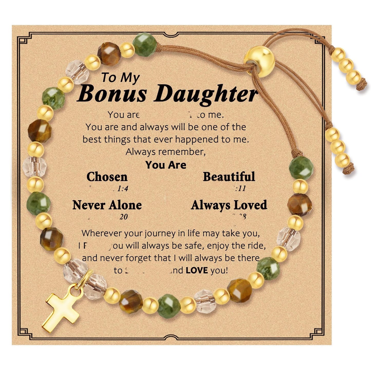 Minimalist Natural Tiger Eye Cross Pendant Adjustable Hand-woven Bracelet for Women