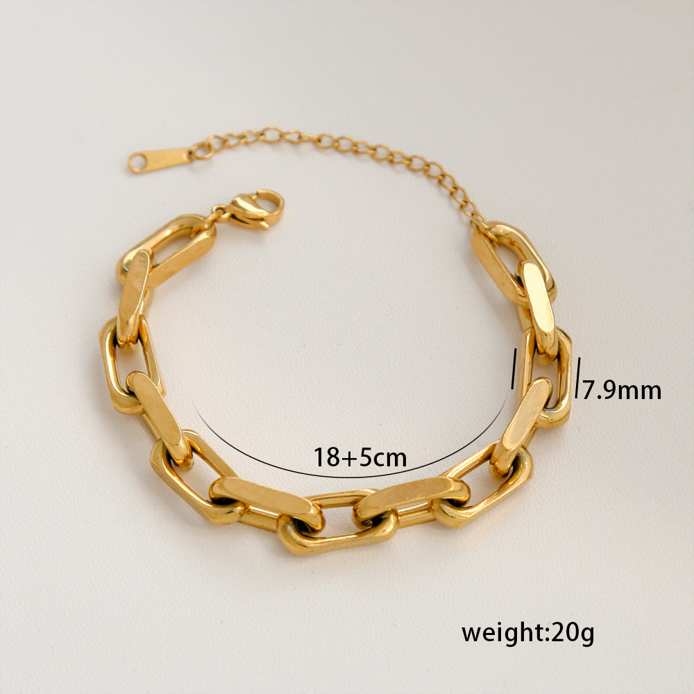 Bracciale da donna minimalista a rombi in acciaio al titanio con placcatura in oro 18 carati, accessorio di moda versatile