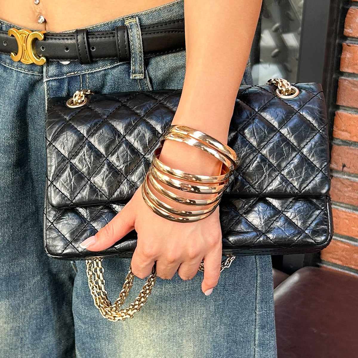 Minimalist Geometric Plated Iron Bracelet Set