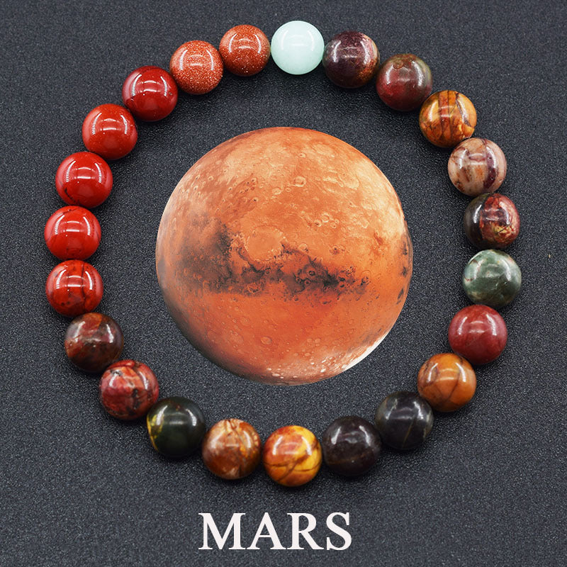Classic Sweet Natural Gemstone Round Geometric Stretch Bracelet Unisex Jewelry Gift
