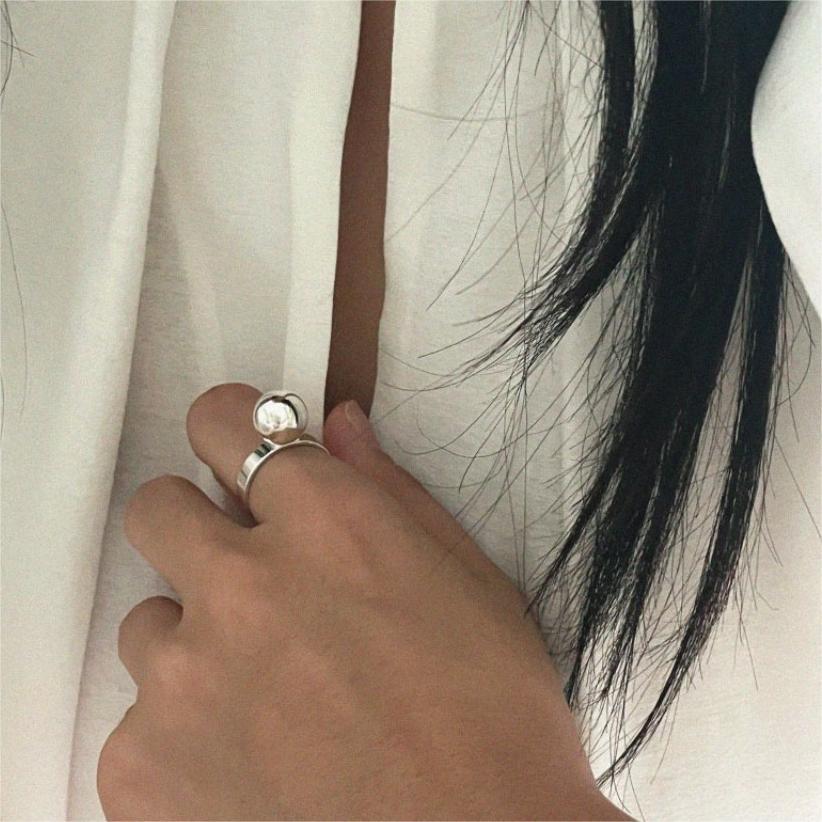 Anello da donna in argento sterling 925 a cuore geometrico minimalista