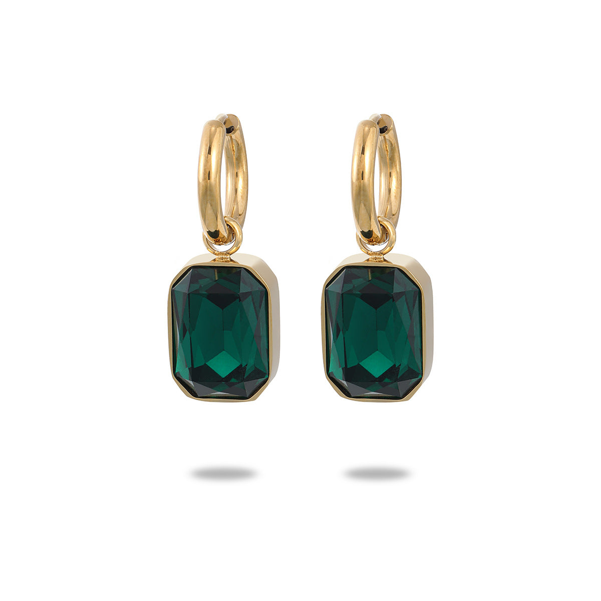Orecchini da donna in acciaio al titanio con zirconi quadrati geometrici stile Maillard placcati oro 18K