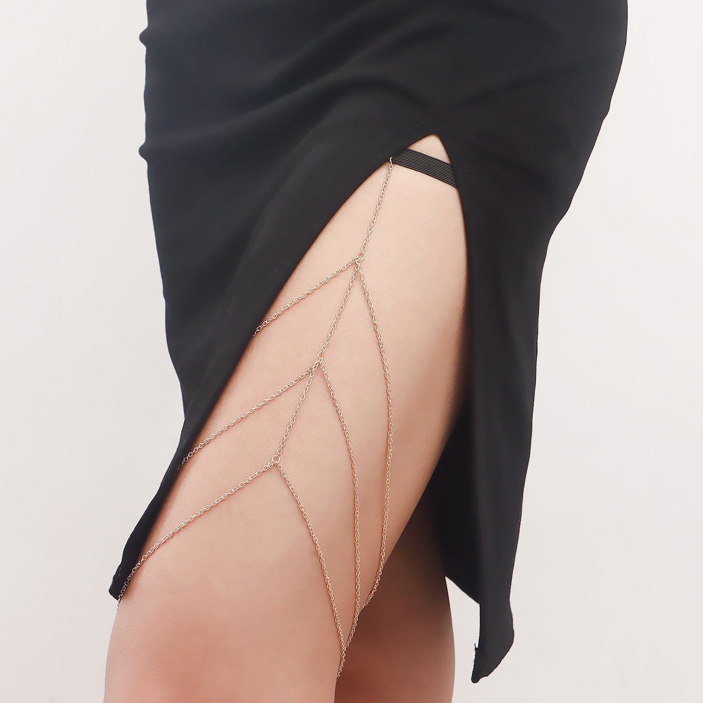 Stretchable Geometric Anklet Body Chain for Women Alloy with Electroplating Finish Fashionable Casual Leg Chain