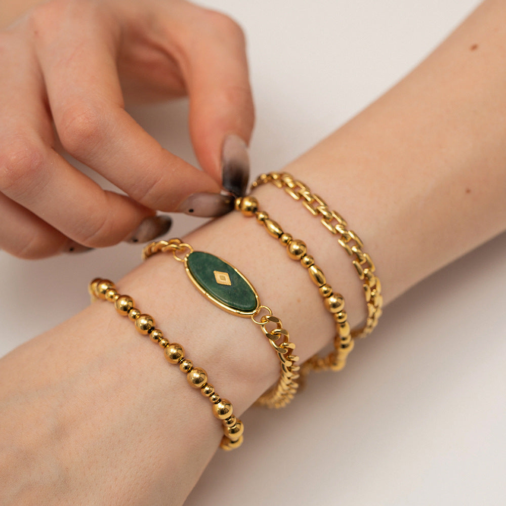 Bracciale Minimalista Geometrico in Acciaio al Titanio con Finitura Galvanica Stile Etnico Vintage Gioielli Artigianali per Uomo e Donna
