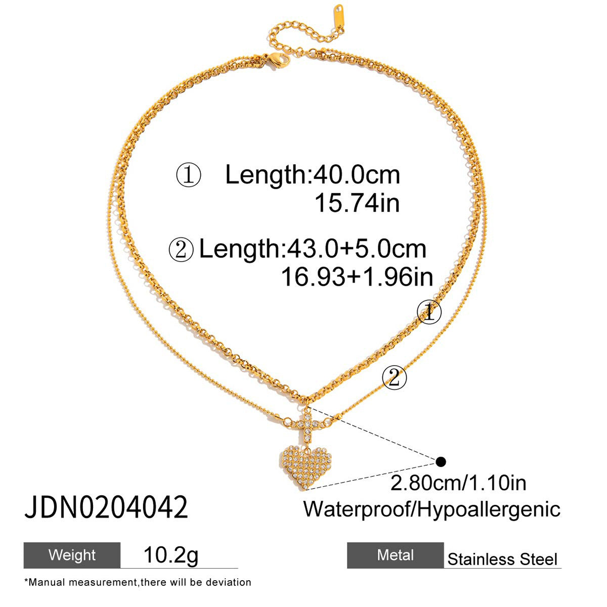 Minimalist Heart Geometric Stainless Steel PVD Plated Necklace for Women