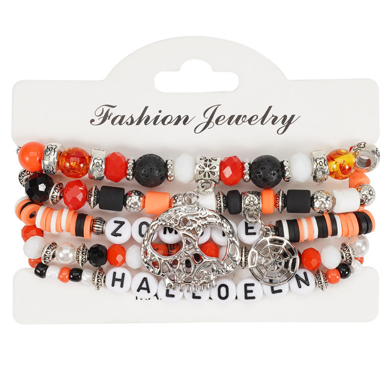 Juego de pulseras de cuentas con letras unisex casuales con colgante, pulsera de moda electrochapada de aleación para recuerdo de viaje