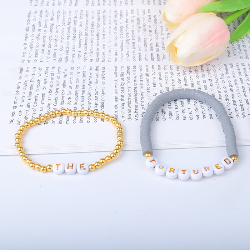 Casual Letter Resin Bracelet Set Unisex
