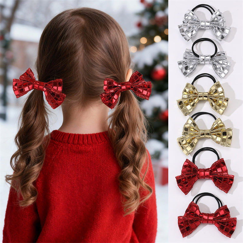 Natural Style Bow-Shaped Hair Clip for Girls Made of Plastic Resin with Ruffled and Mesh Details for Christmas and New Year