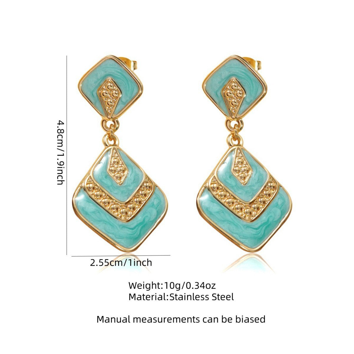 Elegant Geometric Square Drip Oil Stainless Steel Earrings