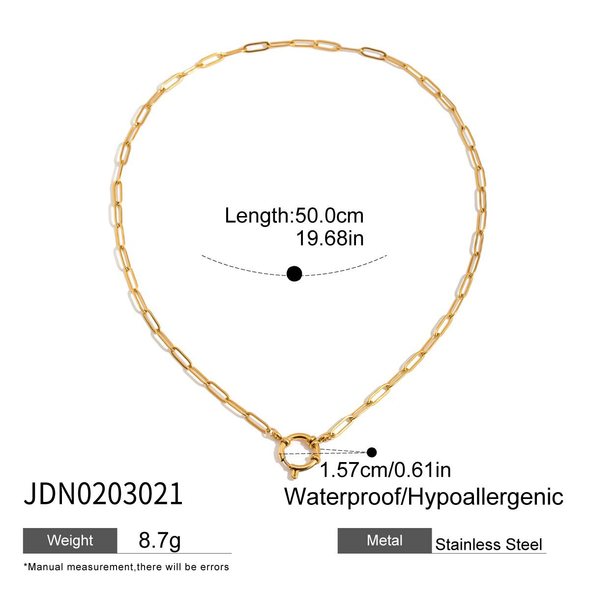Minimalist Elegant Geometric Oval Stainless Steel Plated Titanium Steel Pendant Necklace Charm Bar for Women