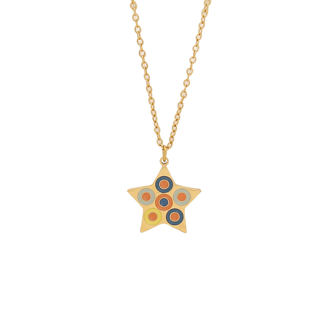 Colorful Butterfly Pendant Necklace in Geometric Triangle and Star Shapes Made of Stainless Steel for Women