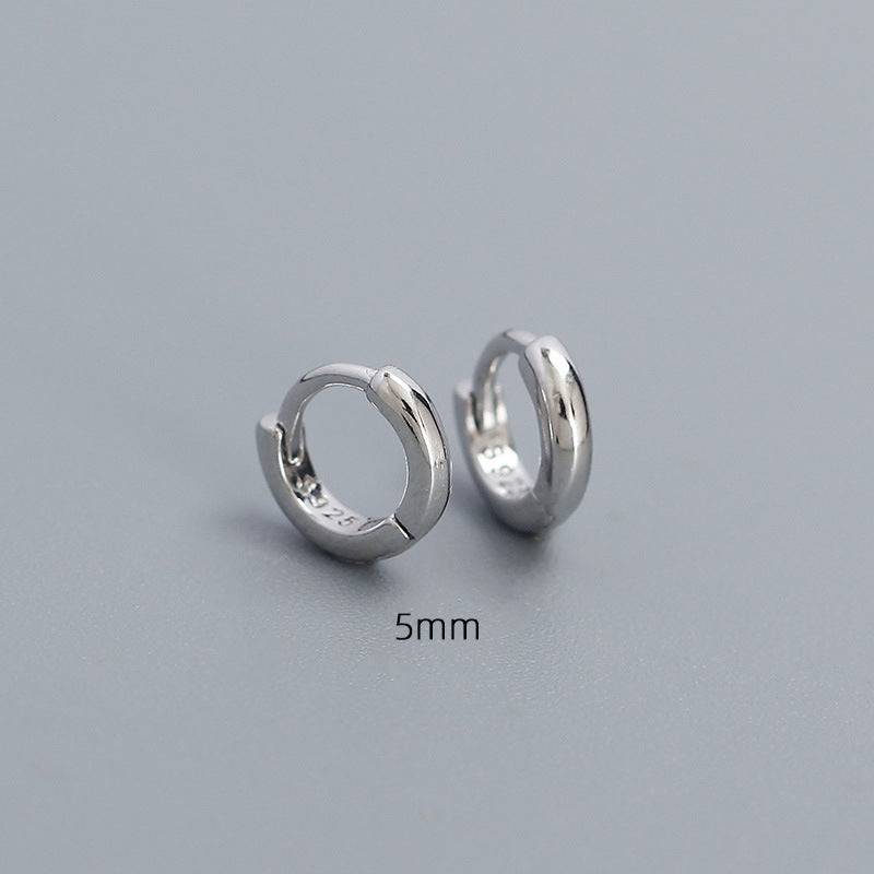 Pendientes de aro redondos geométricos pulidos de plata de ley 925 minimalistas unisex