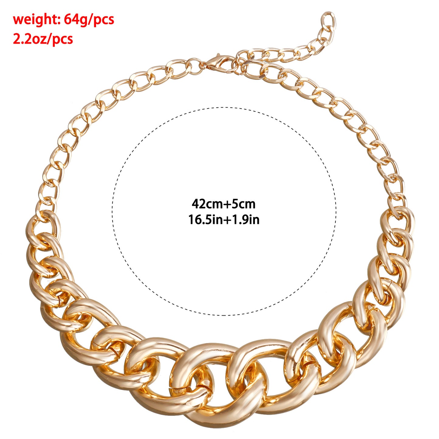 Punk Style Geometric Chunky Necklace for Women with Electroplated Metal Chain and Clavicle Design