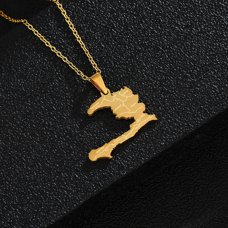 Collana con Pendente Geometrico alla Moda in Acciaio Inossidabile con Ciondolo in Acciaio al Titanio e Finitura Elettroplaccata, Regalo Unisex