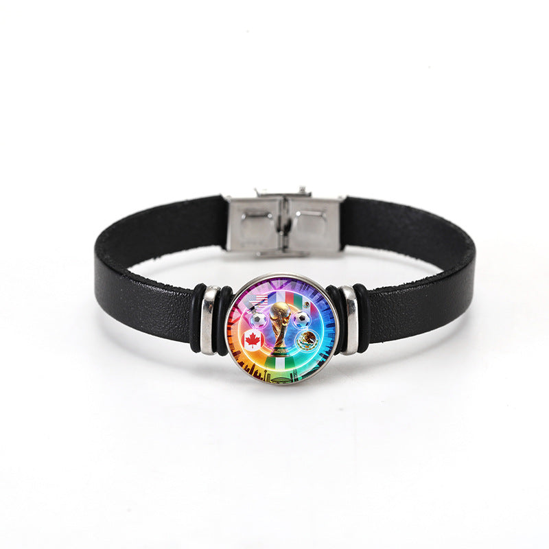 Bracciale Unisex con bottone a pressione in pelle placcata con forme geometriche alla moda