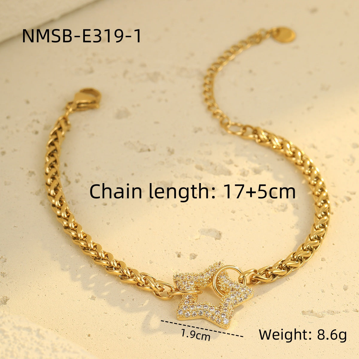 Fashionable Minimalist Star-Shaped Stainless Steel Bracelet with Plating Finish for Women