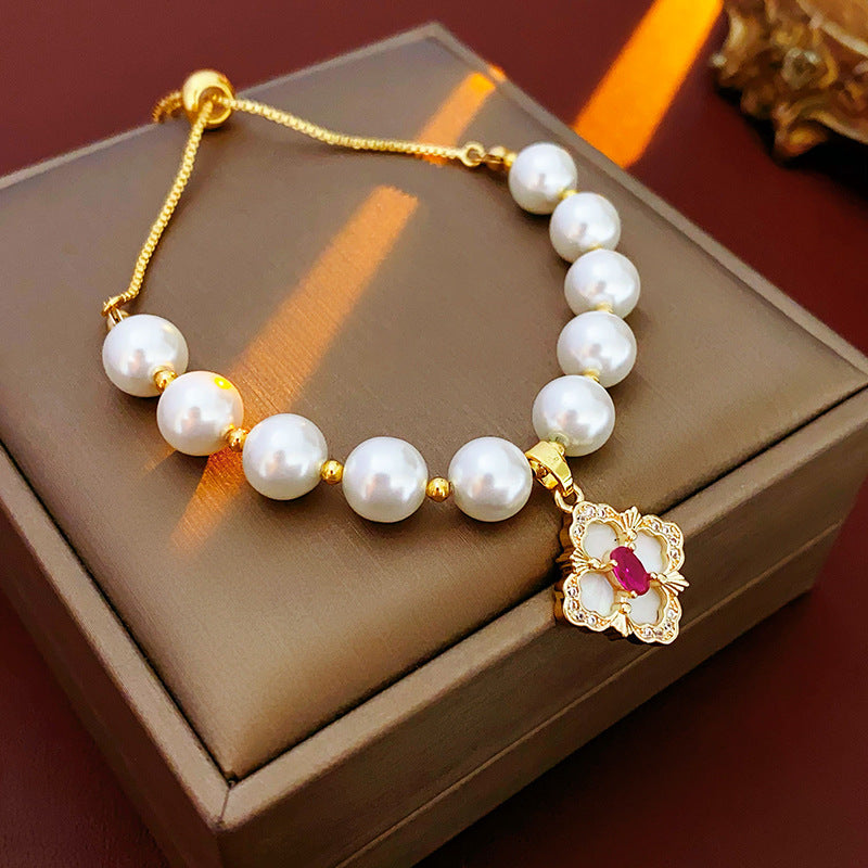 Bracciale di Lusso Floreale con Nappe in Lega Placcata Oro per Donna, Set di Gioielli da Polso Minimalisti e alla Moda