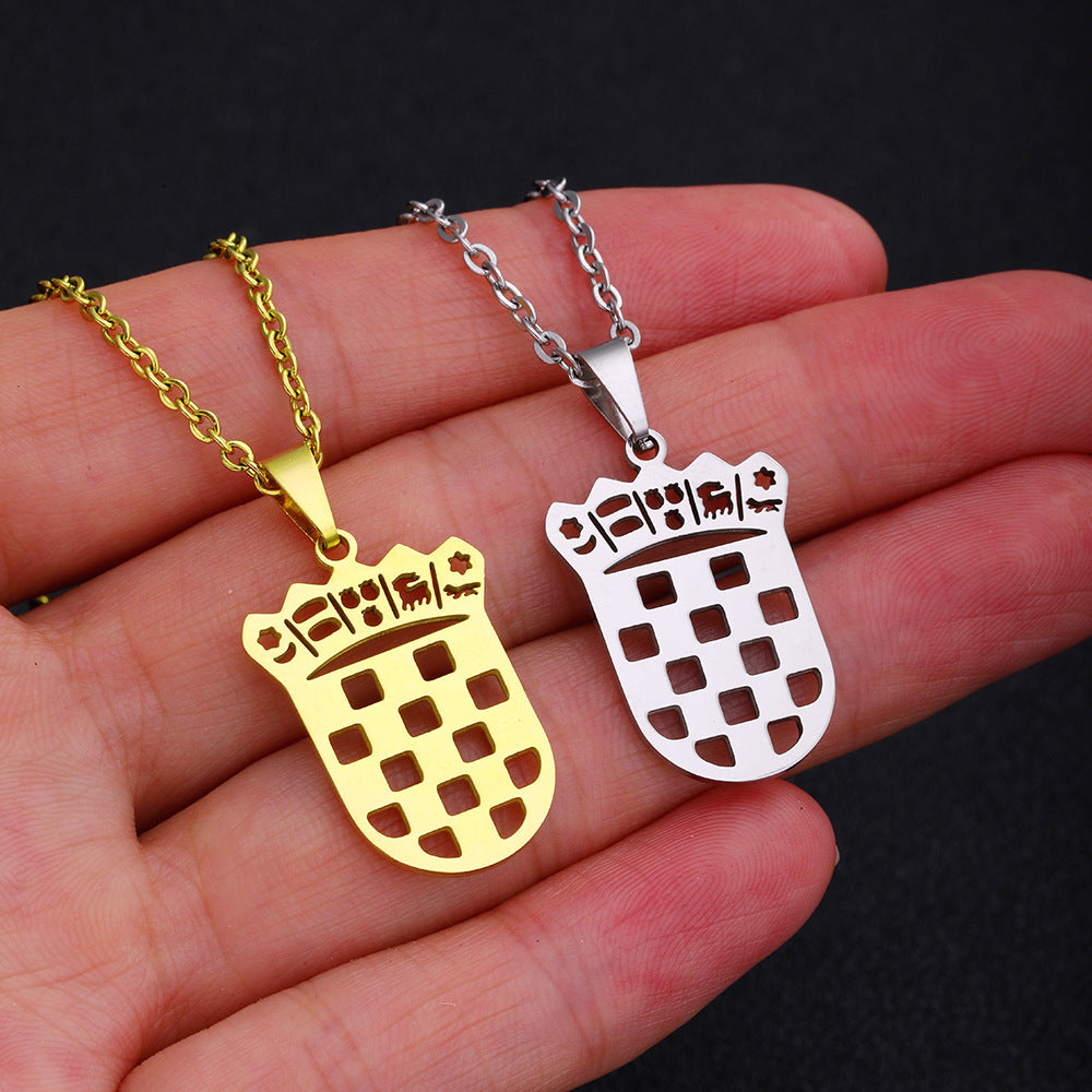 Collana con ciondolo geometrico in acciaio inossidabile con charm in acciaio al titanio e finitura placcata per moda casual unisex
