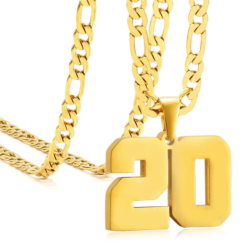 Minimalist Numeric Pendant Necklace for Men and Women Stainless Steel Chain with Polished Titanium Steel Charm
