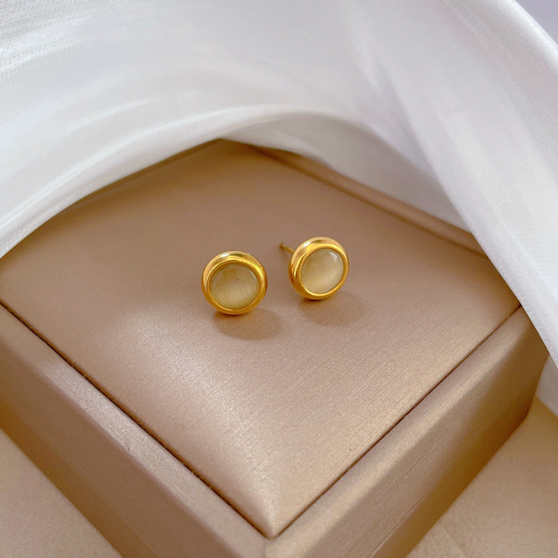 Minimalist Titanium Steel Geometric Stud Earrings for Women