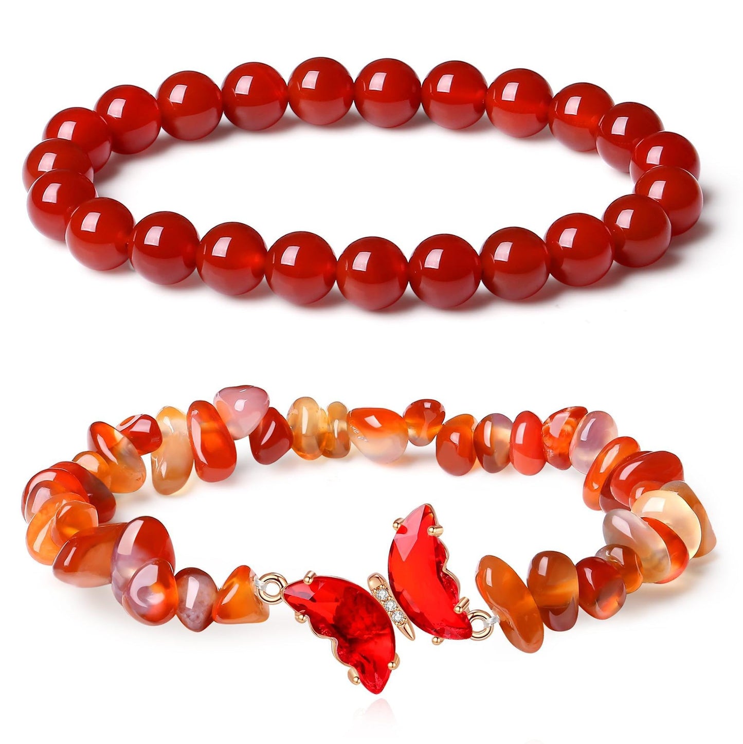 Minimalist Natural Crystal Butterfly Bracelet Set for Women