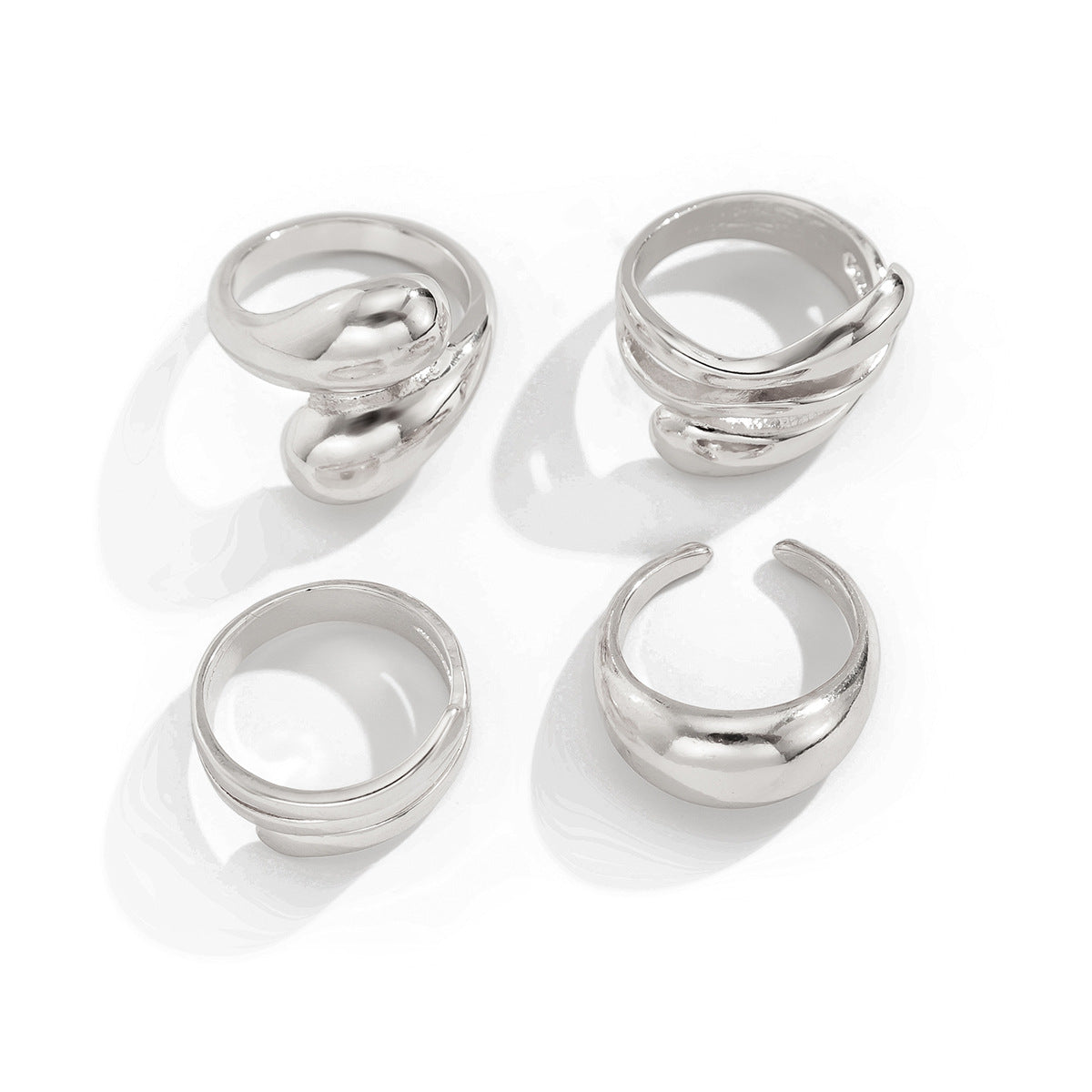 Irregular Geometric Zinc Alloy Plated Wide Cuff Bracelet Set