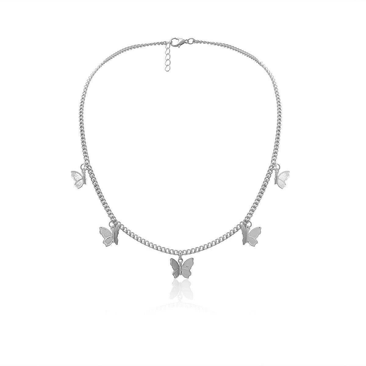 Collar de mujer minimalista con colgante de mariposa de metal chapado y diseño geométrico