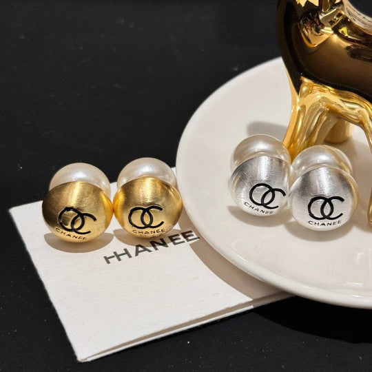 Elegant Gold Plated Brass Letter Pearl Stud Earrings with 925 Sterling Silver Posts for Women