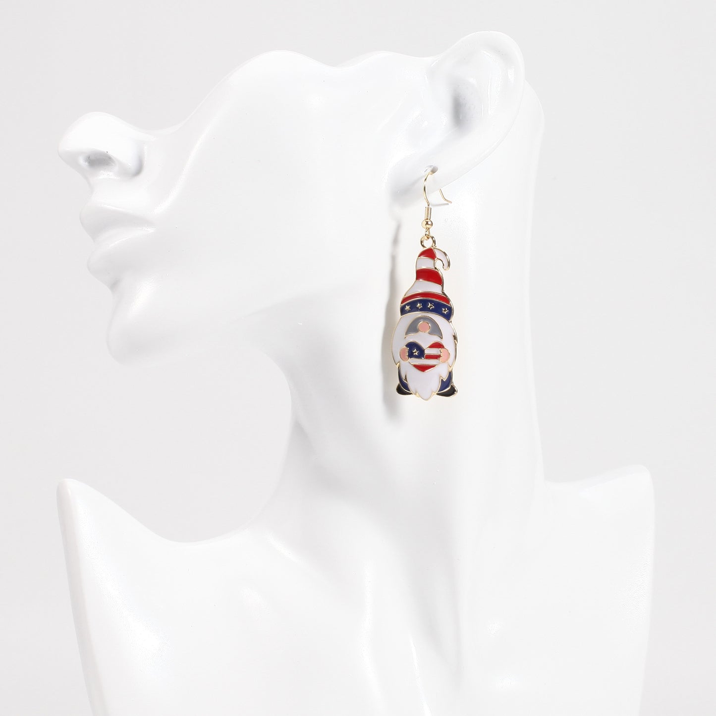 Plated Alloy Star Earrings with Christmas Santa Claus and American Flag Elements