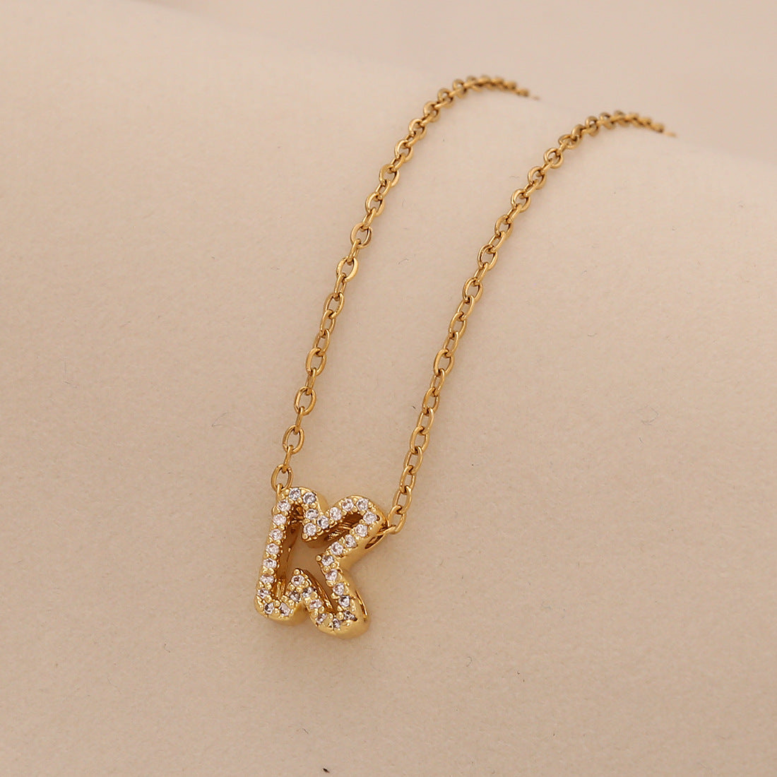 Minimalist Letter-Shaped Stainless Steel Pendant Necklace for Women with Versatile Clavicle Design