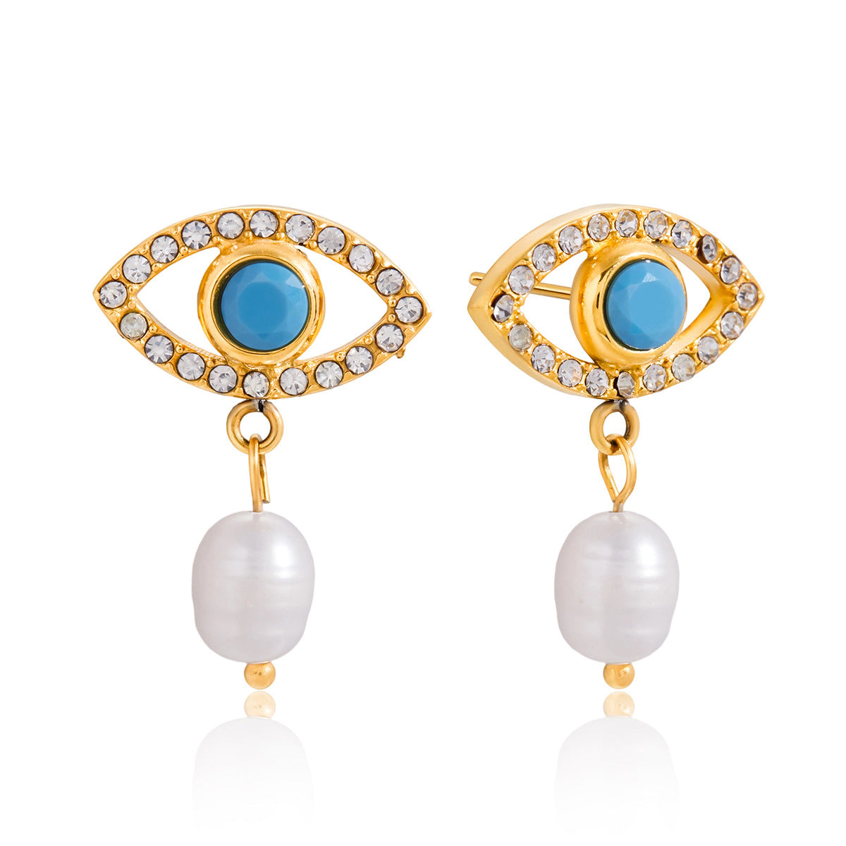Pendientes de Perlas Geométricos de Acero Inoxidable con Acabado Chapado para Mujer Lujo Moda Uso Diario