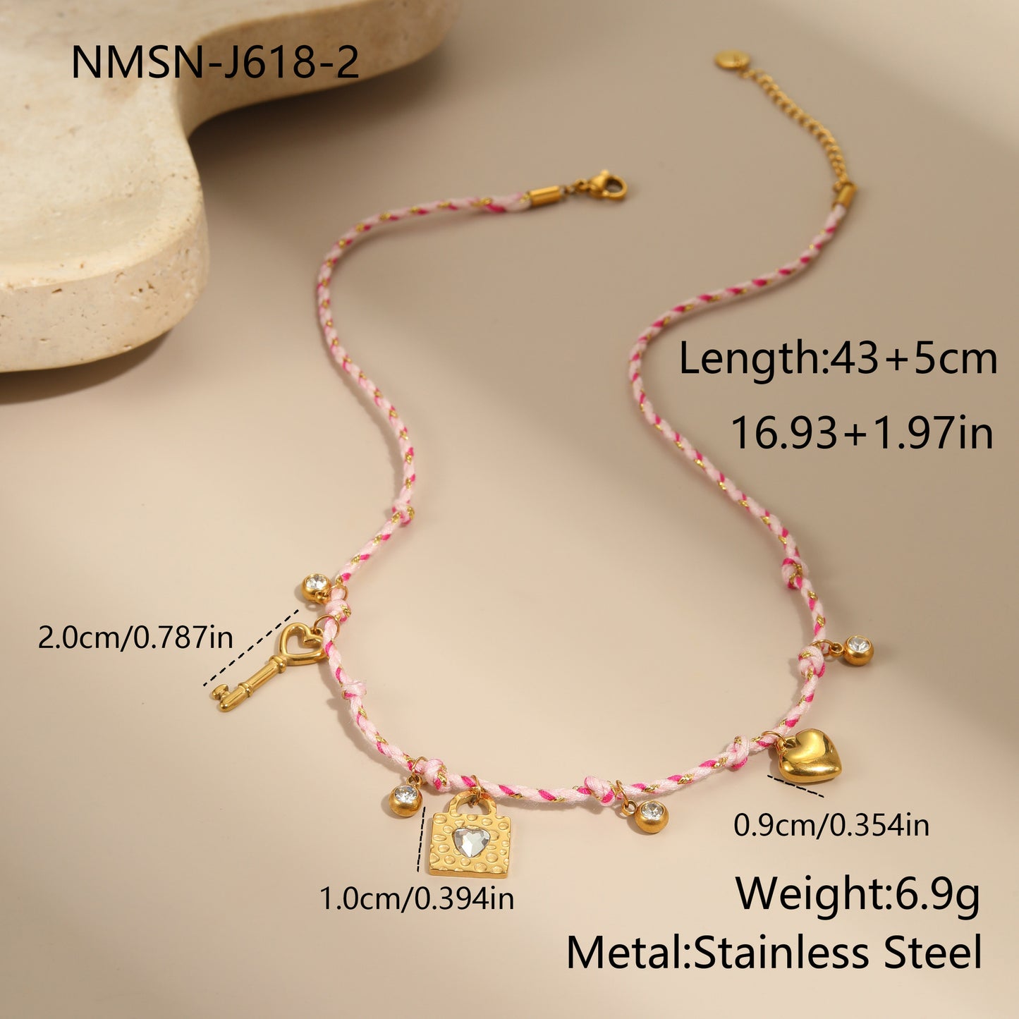 Collar Trenzado Hecho a Mano de Acero de Titanio con Colgante de Estrella y Luna para Mujer, Estilo Oficina a la Moda