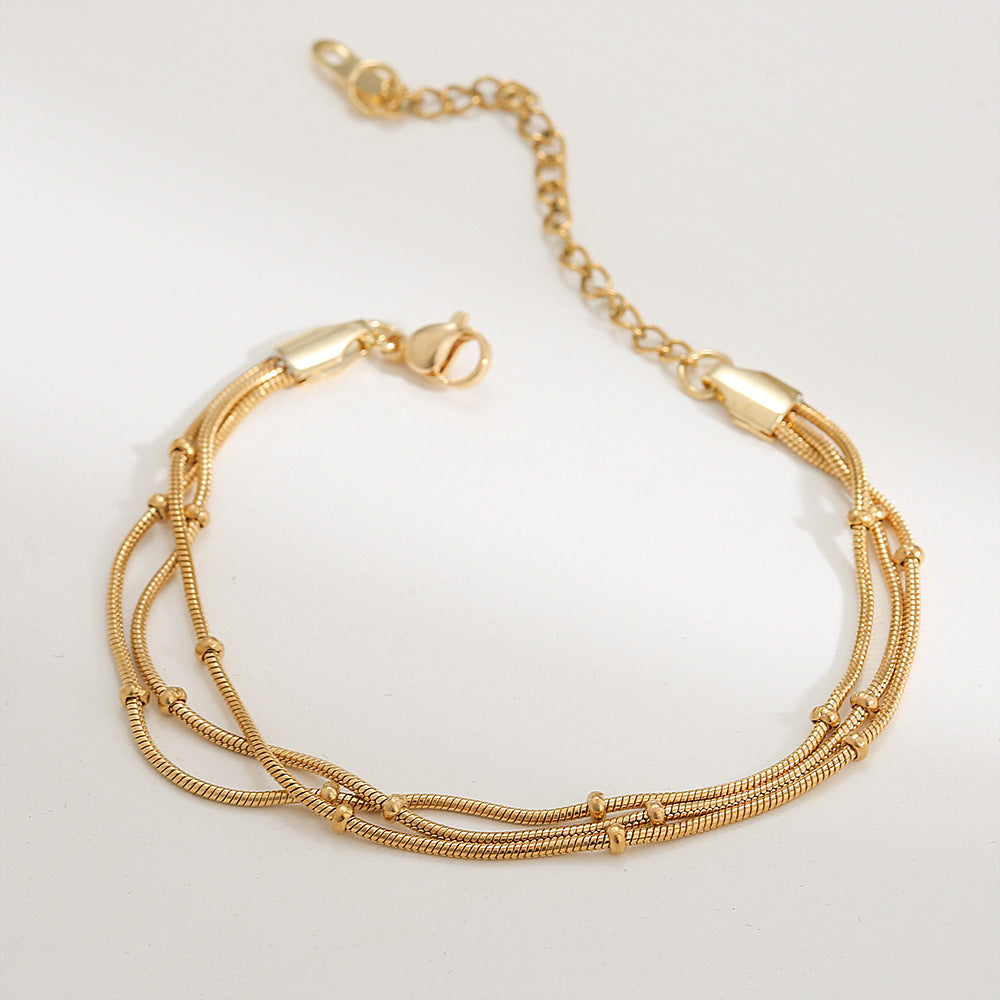 Luxury Geometric Stainless Steel Bracelet with Gold Plating for Women