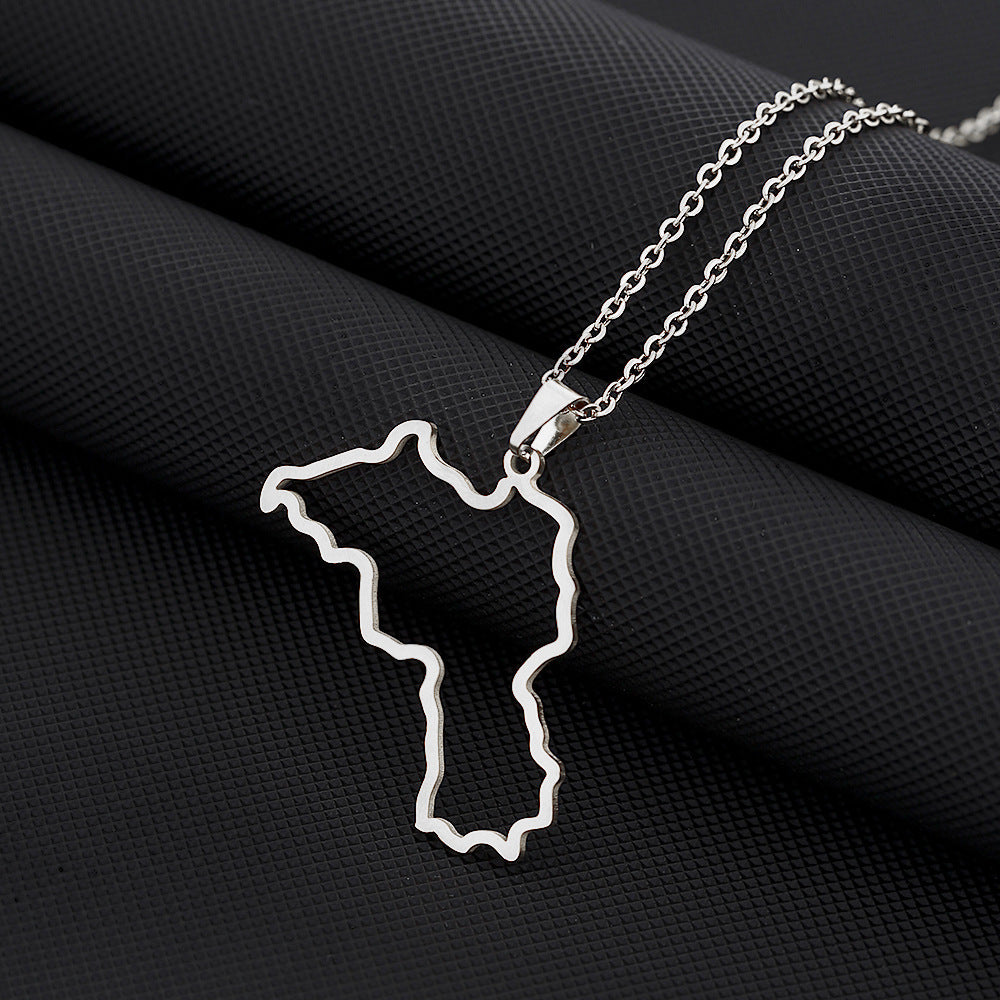 Collana con Pendente Geometrico Vintage in Acciaio Inossidabile con Finitura Smaltata per Uso Unisex