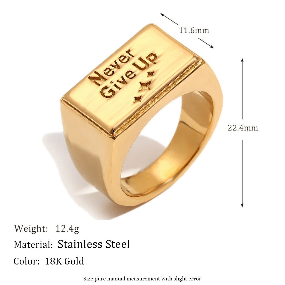 Anello Geometrico Minimalista in Acciaio Inossidabile Placcato Oro 18K da Donna