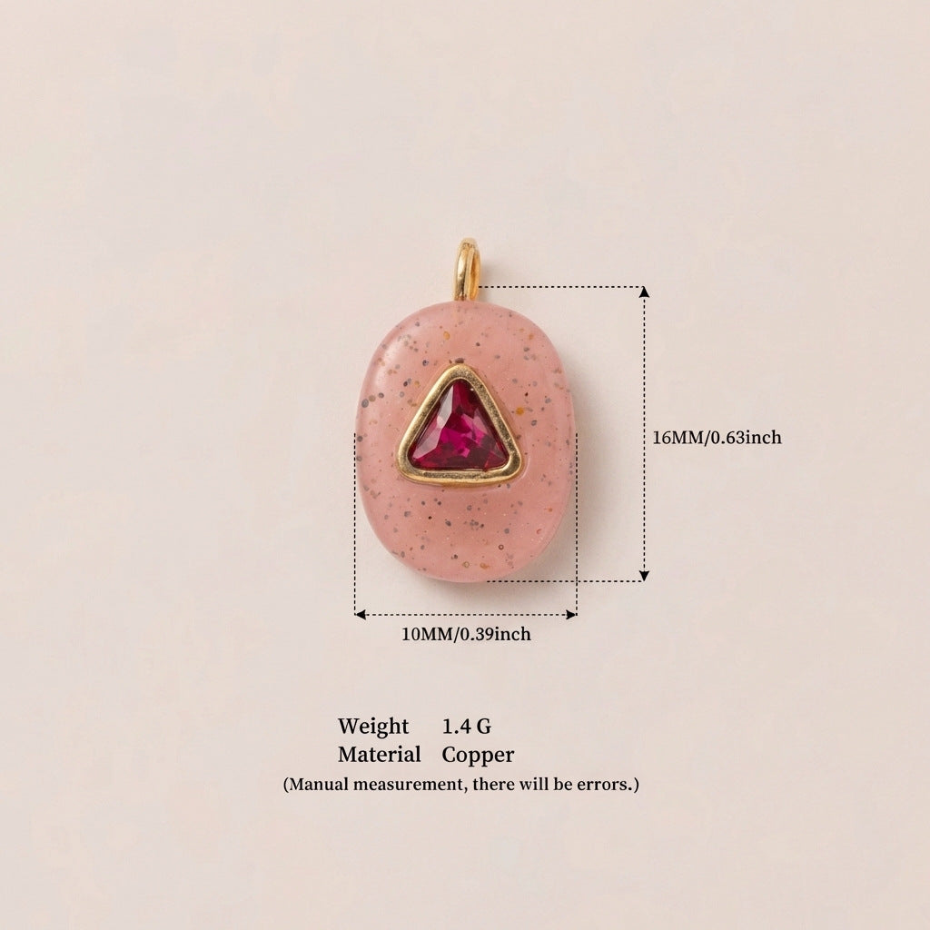 Colorful Birthstone Cubic Zirconia Round Square Glass Gold Plated DIY Charm Bar Pendant