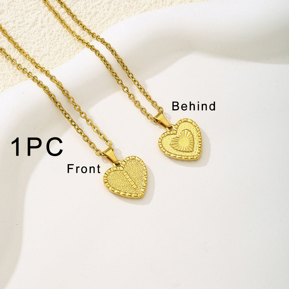 Elegante collana con ciondolo a forma di cuore in acciaio inossidabile con lettera, per donna, finitura placcata, stile catena O