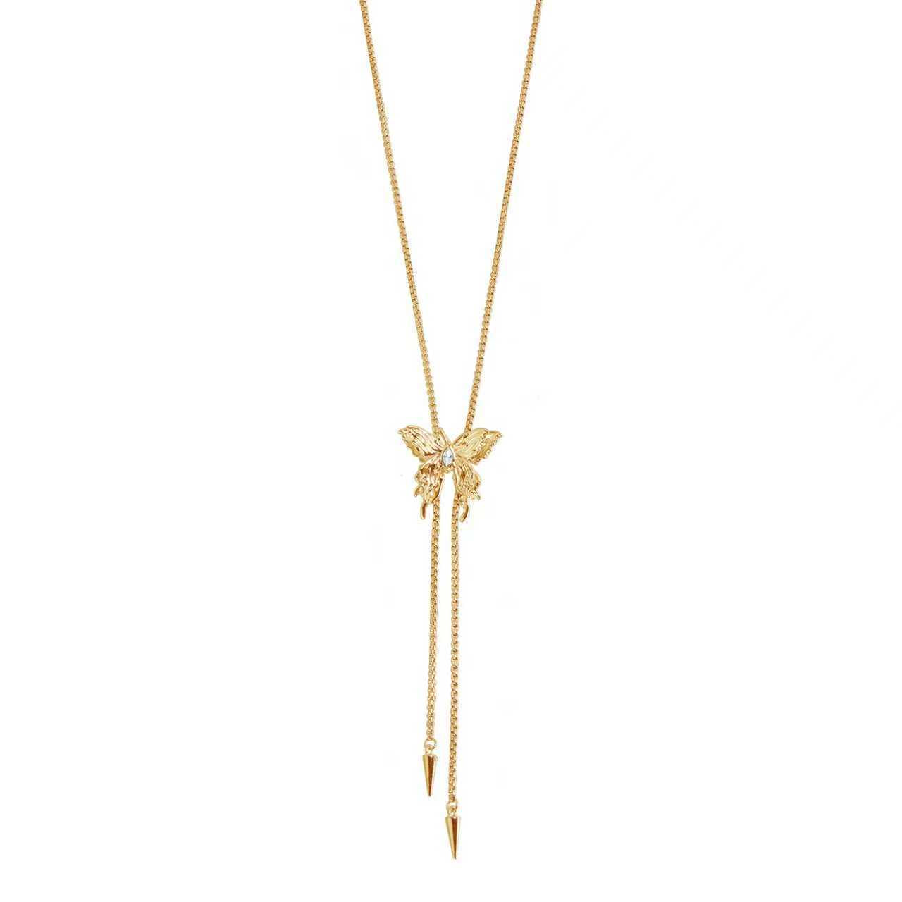 Minimalist Butterfly Geometric Alloy Plated Necklace for Women