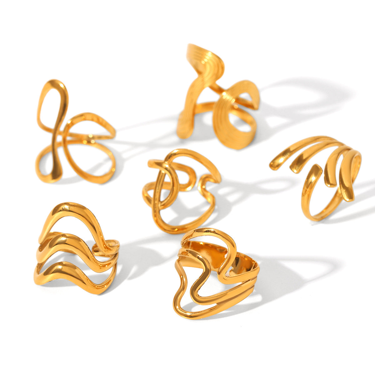Minimalist Geometric Stainless Steel Ring with 18K Gold Plating for Women Titanium Steel Fade-Resistant Fashion Ring