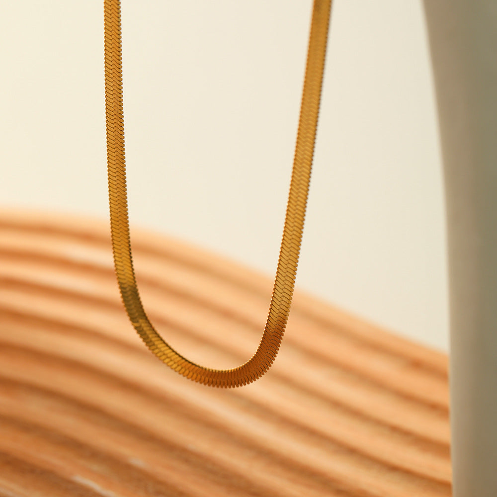 Collana a Catena a Serpente Geometrica Minimalista in Acciaio Inossidabile da Donna con Placcatura Sottovuoto in Oro 18K