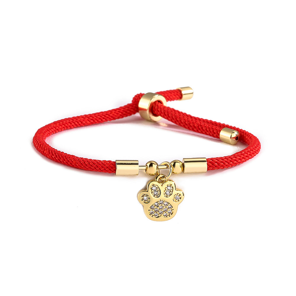 Minimalist Heart-Shaped Copper Plated Gold Zirconia Bracelet for Women with Adjustable Cord