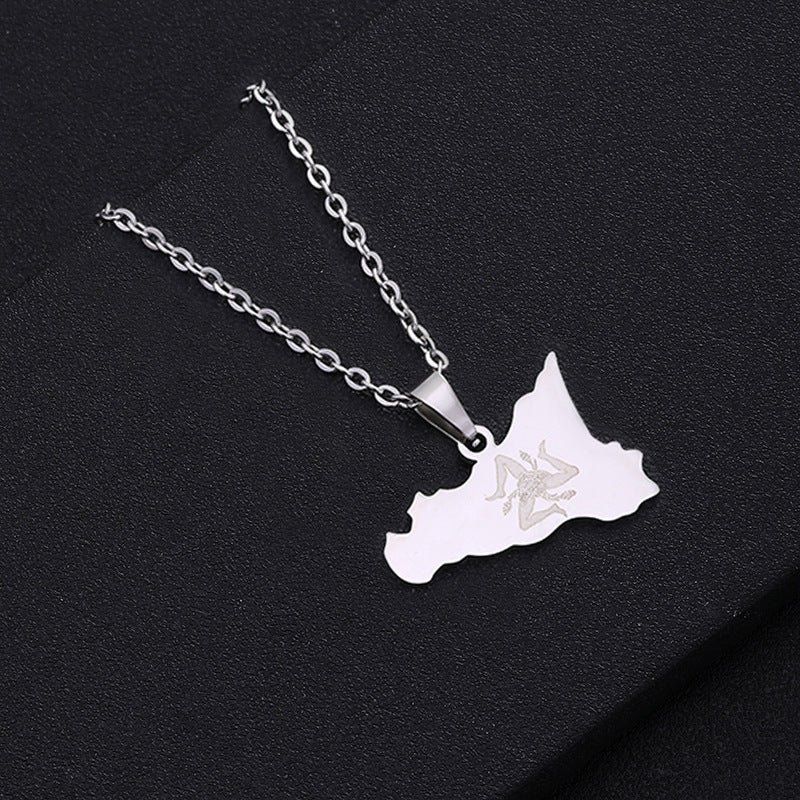 Collar con colgante geométrico de acero inoxidable con dije de acero de titanio y acabado chapado para mujeres y hombres